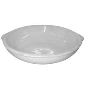 Prato Redondo Com Alça em Ceramica Branco 24cm LaFaenza