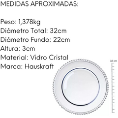 Sousplat Perola de Vidro Cristal - A Gourmet