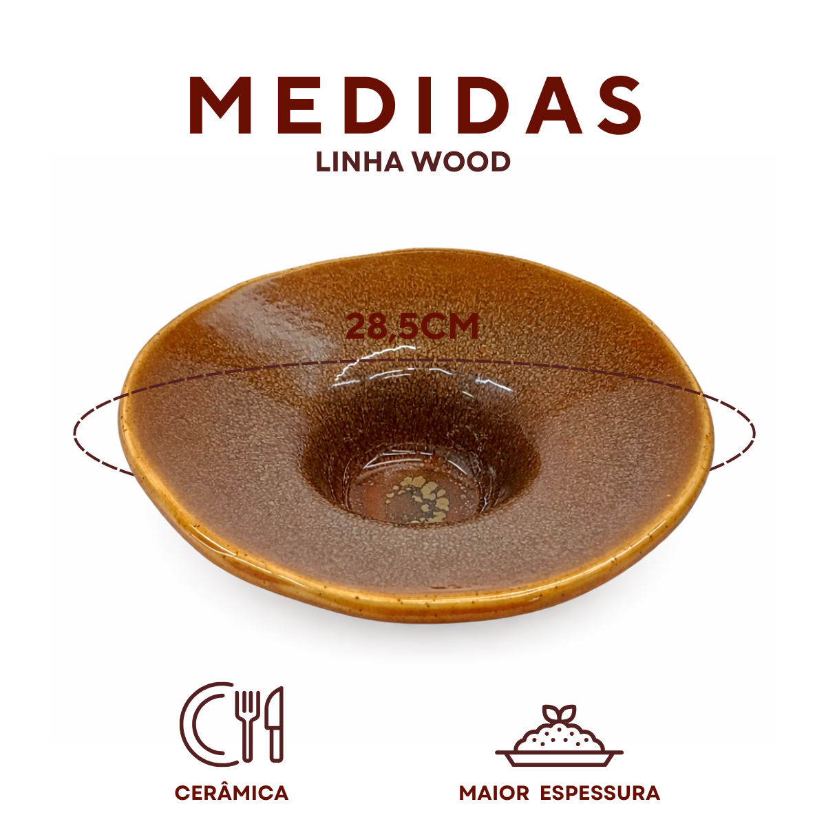 Prato Risoto Cerâmica Refrátaria Romanha Wood
