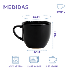 Xicara Chá Porcelana Preto