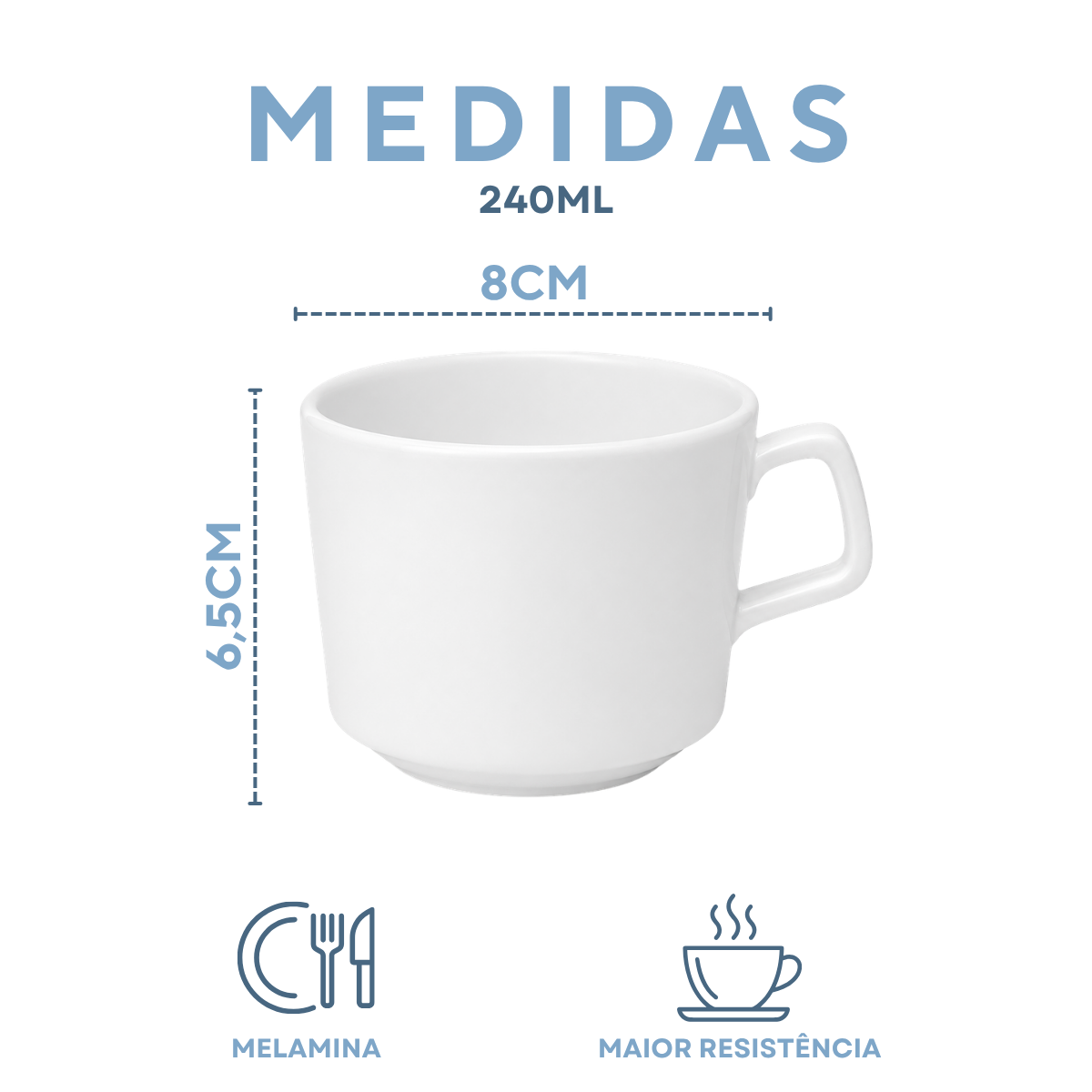 Xicara chá de melamina 240ml