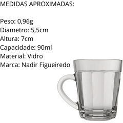 Xicara de Café 100ml Americano Sem Pires Nadir
