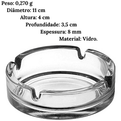 Cinzeiro em Vidro Safira 11cm Original