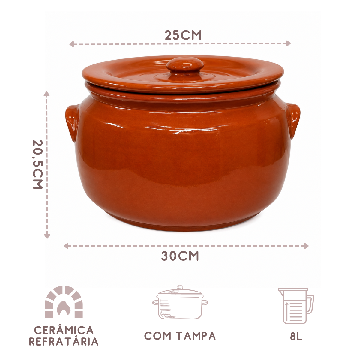 Rechaud Caçarola N5 De Barro 8 L Com Fogareiro De Ferro