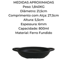 Panela de Ferro Fundido Sem tampa parmegiana RIG