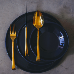 Prato raso 27cm Vadim azul escuro Wolff cerâmica Rojemac