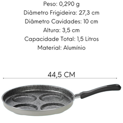 Frigideira 4 Ovos Antiaderente Cinza/Grafite Ramos