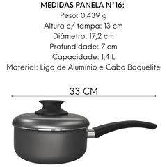 Panela Extra N16 Antiaderente Grafite Ramos