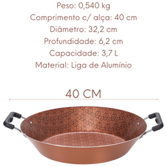 Paejeira La Belle N32 Antiaderente Cobre Preta 3,7L Ramos