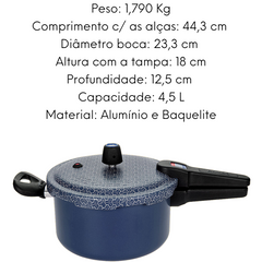 Panela de Pressão Conecta Antiaderente 4,5L Azul Ramos