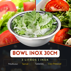 Tigela Bowl de Aço Inox 3L - A Gourmet