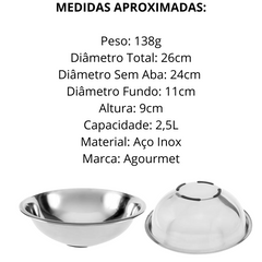 Tigela Bowl em Aço Inox 26cm Com Base - A Gourmet