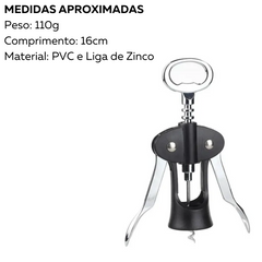 Saca Rolha Classic Preto 16cm Etilux