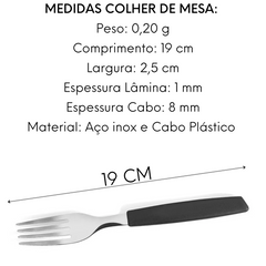 Garfo de Mesa Color Preto em Aço inox Original