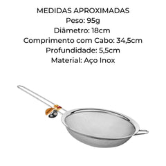 Peneira 18cm Aço Inox - A Gourmet