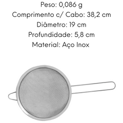 Peneira Aço Inox 20cm Original