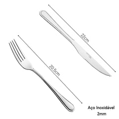Kit Garfo Mesa e Faca Churrasco 24 Peças