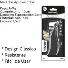Espremedor de Alho Premium em Aço Inox Original