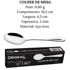 Colher de Mesa Euro Aço Inox Original Original