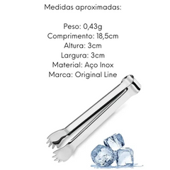 Pegador Gelo em Aço inox 18,5cm Original