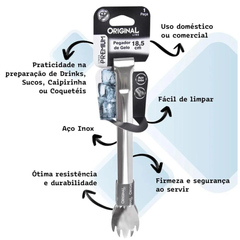 Pegador Gelo em Aço inox 18,5cm Original
