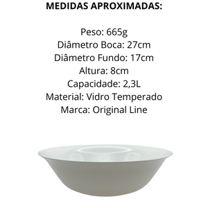 Tigela Redonda 2,3L Vidro Temperado - A Gourmet