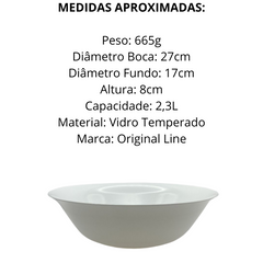 Tigela Redonda 2,3L Vidro Temperado - A Gourmet