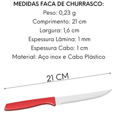 Faca de Churrasco Color Vermelha Original