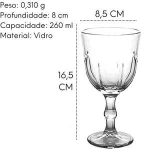 Taça Vinho 260ml Vidro Original Original