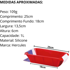 Forma Retangular de Silicone Vermelha 1L - A Gourmet