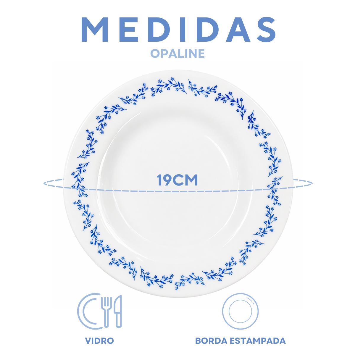 Prato Sobremesa Menu Opaline Borda Azul