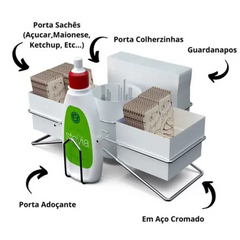 Conjunto Organizador Para Café / Chá Com Porta Guardanapos - A Gourmet