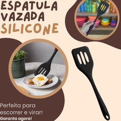 Espátula Vazada de Silicone Preta unyhome