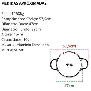 Tacho N18 Alumínio Esmaltado 10L - A Gourmet