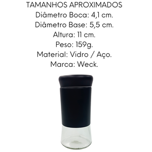 Saleiro Pimenteiro Corpo de Vidro Aço Pintado Preto Weck