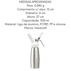 Garrafa Sifão Para Chantily 500ml Profissional Hauskraft