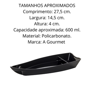 Barca Sushi e Açai 600ML Preto em Policarbonato VemPlast