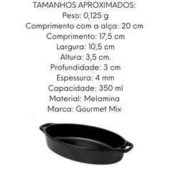 Mini Travessa Com alça Oval Melamina Black Gourmet Mix