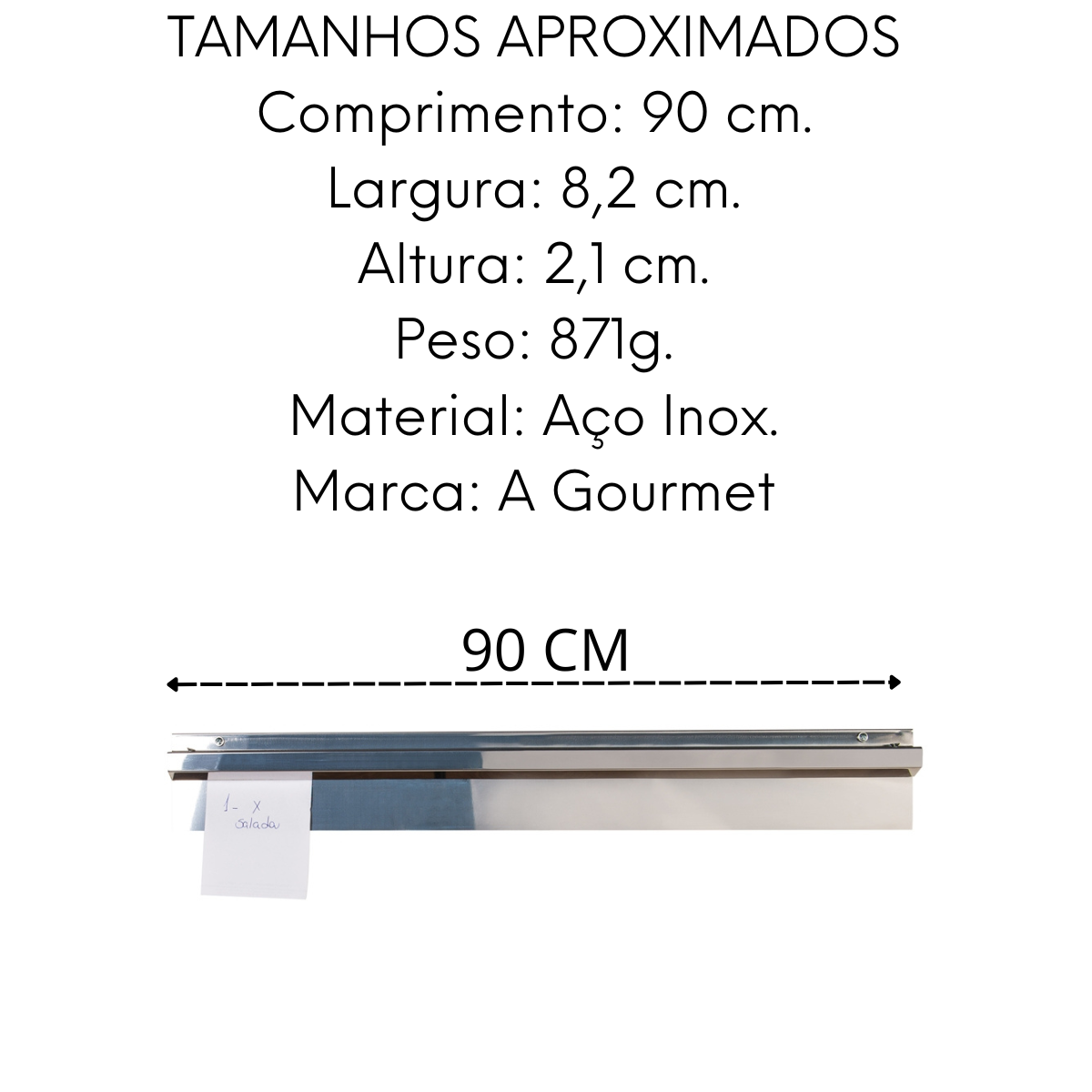 Porta Comanda em Aço Inox 90 cm A Gourmet