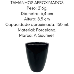 Copo Genova em Porcelana Preto 150ml BelaVista