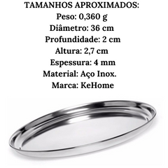 Bandeja Redonda em Aço Inox 36cm KeHome