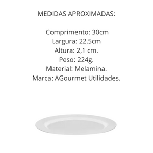 Travessa Oval Rasa de Melamina 30cm - A Gourmet