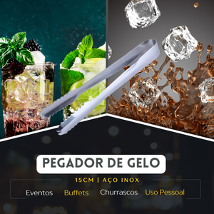 Pegador de Gelo Aço Inox 15cm - A Gourmet
