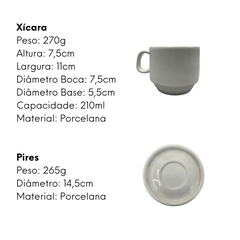Xicara de Chá Com Pires 210ml em Porcelana ATLAS