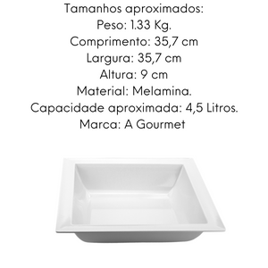 Tigela Saladeira quadrada melamina 4,5L Gourmet Mix