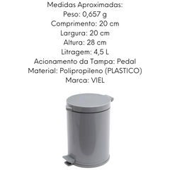 Lixeira Banheiro C/ Pedal E Recepiente Plastico 4,5 L Viel