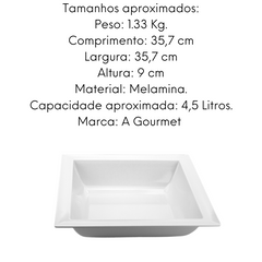 Tigela Saladeira quadrada melamina 4,5L Gourmet Mix