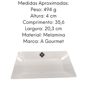 Prato Retangular melamina 35cm Gourmet Mix