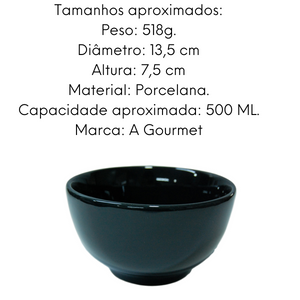 Tigela em Porcelana Japonesa Preta 500ml BelaVista