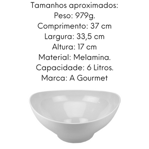 Tigela saladeira oval melamina 6L Gourmet Mix